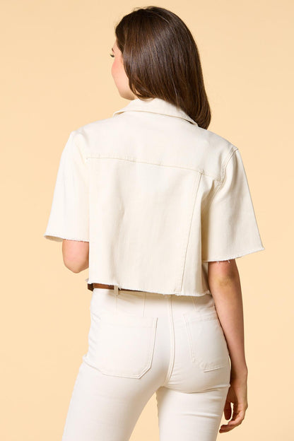 Versona license to twill cropped jacket CREAM
