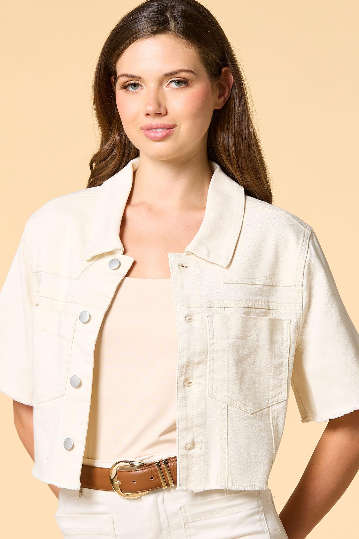 Versona license to twill cropped jacket CREAM