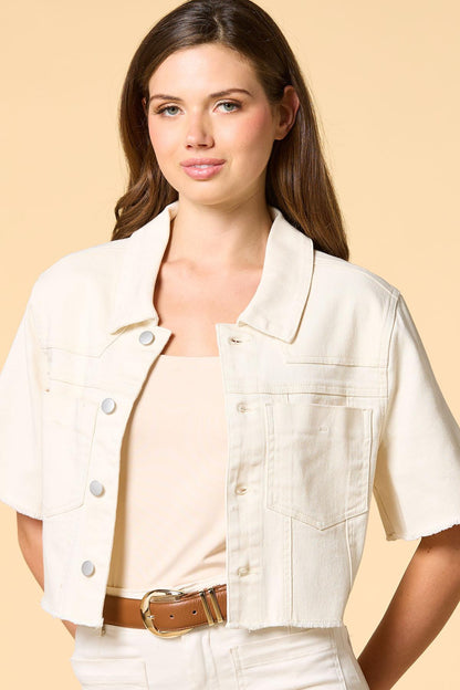 Versona license to twill cropped jacket CREAM