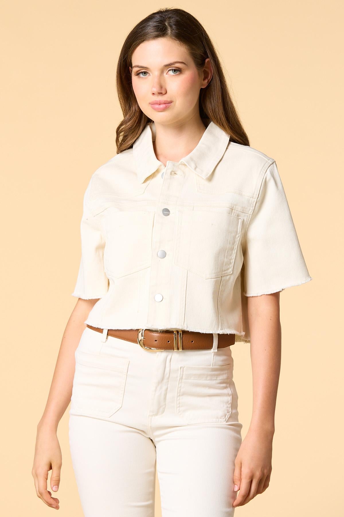 Versona license to twill cropped jacket CREAM