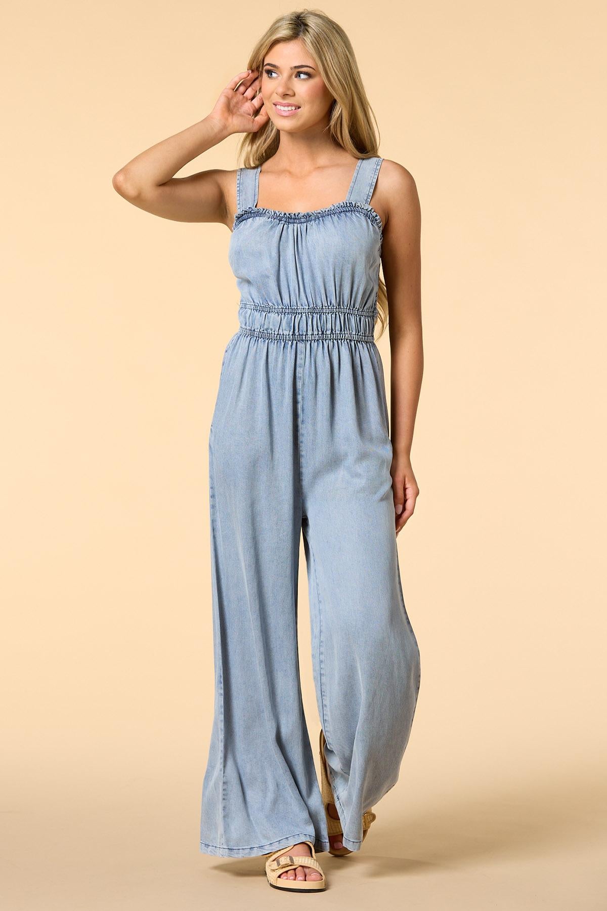 Versona beautiful day chambray jumpsuit ACID_WASH_DENIM