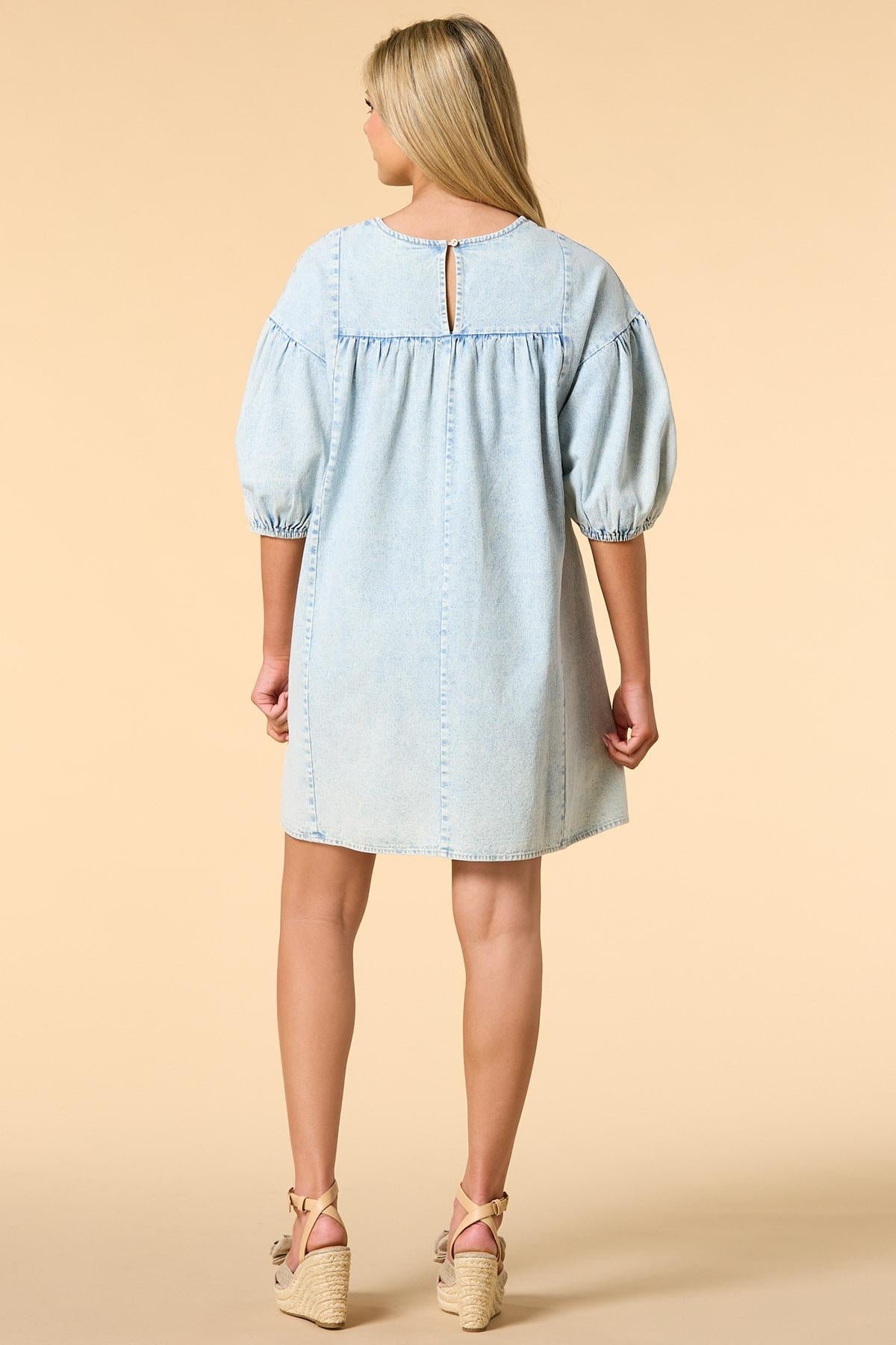 Versona stay cool denim mini dress LIGHT_WASH_DENIM