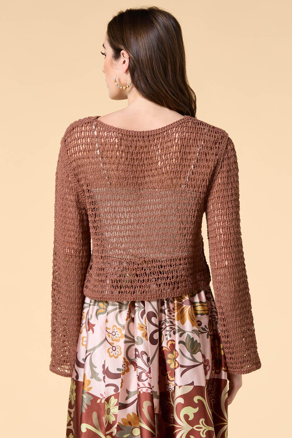 Versona brown derby open knit sweater BROWN