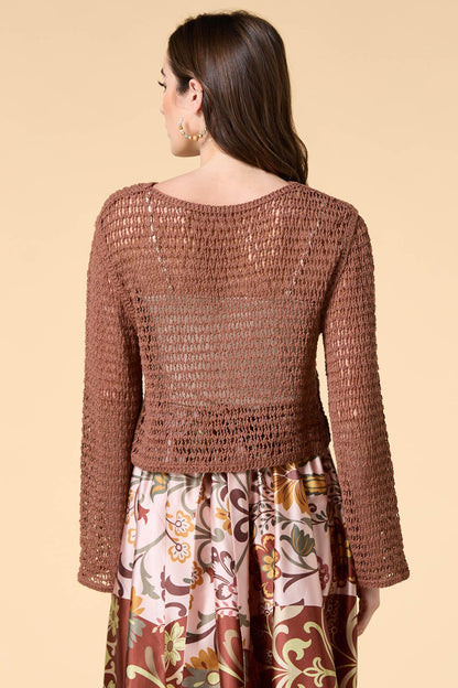 Versona brown derby open knit sweater BROWN