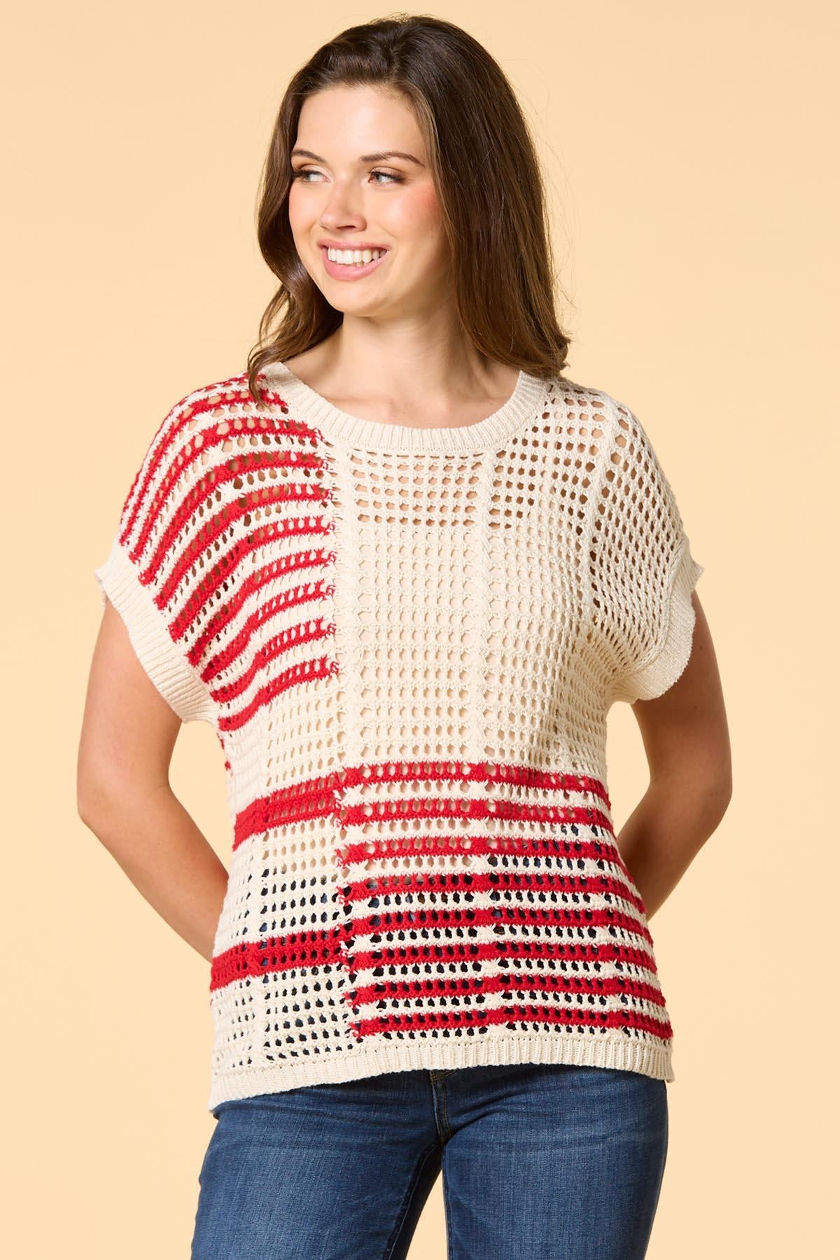 Versona flag me down open knit sweater CREAM