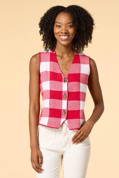 Versona playing checkers sweater vest RED