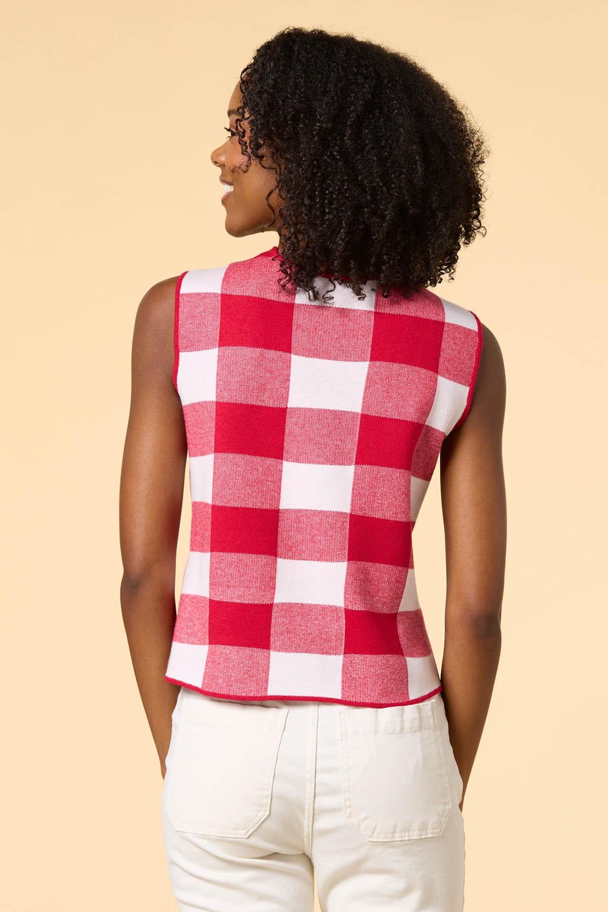 Versona playing checkers sweater vest RED