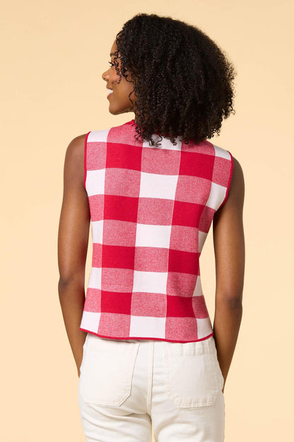 Versona playing checkers sweater vest RED