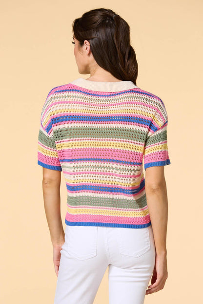 Versona color vision open knit cardigan MULTI