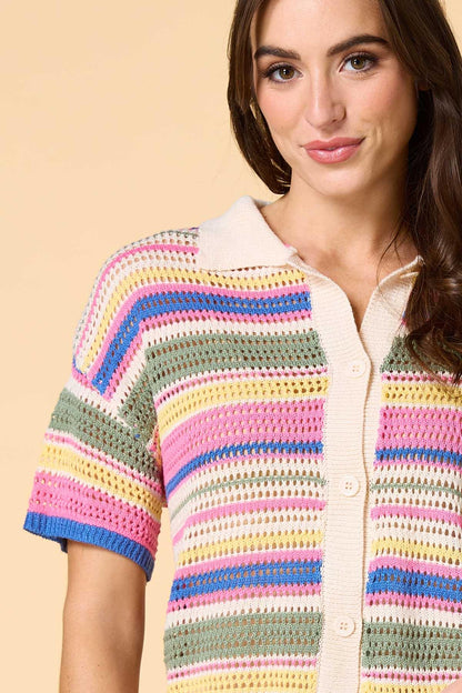 Versona color vision open knit cardigan MULTI