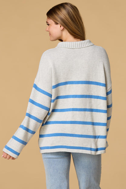 Versona varsity blues zip front sweater BLUE_MULTI