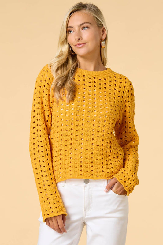 Versona golden days open knit sweater ORANGE