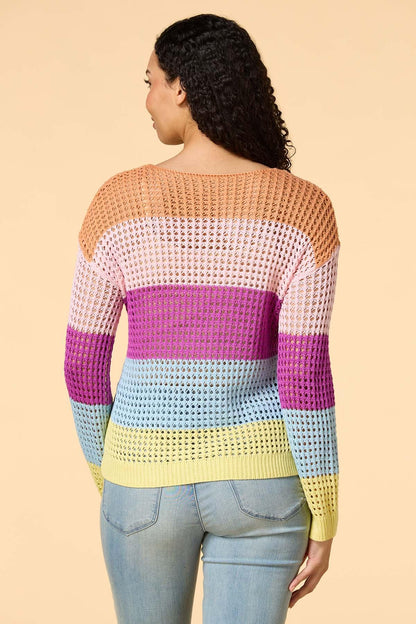 Versona color palette open knit sweater MULTI