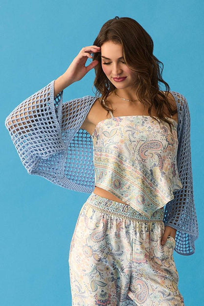 Versona a spring thing open stitch cardigan BLUE