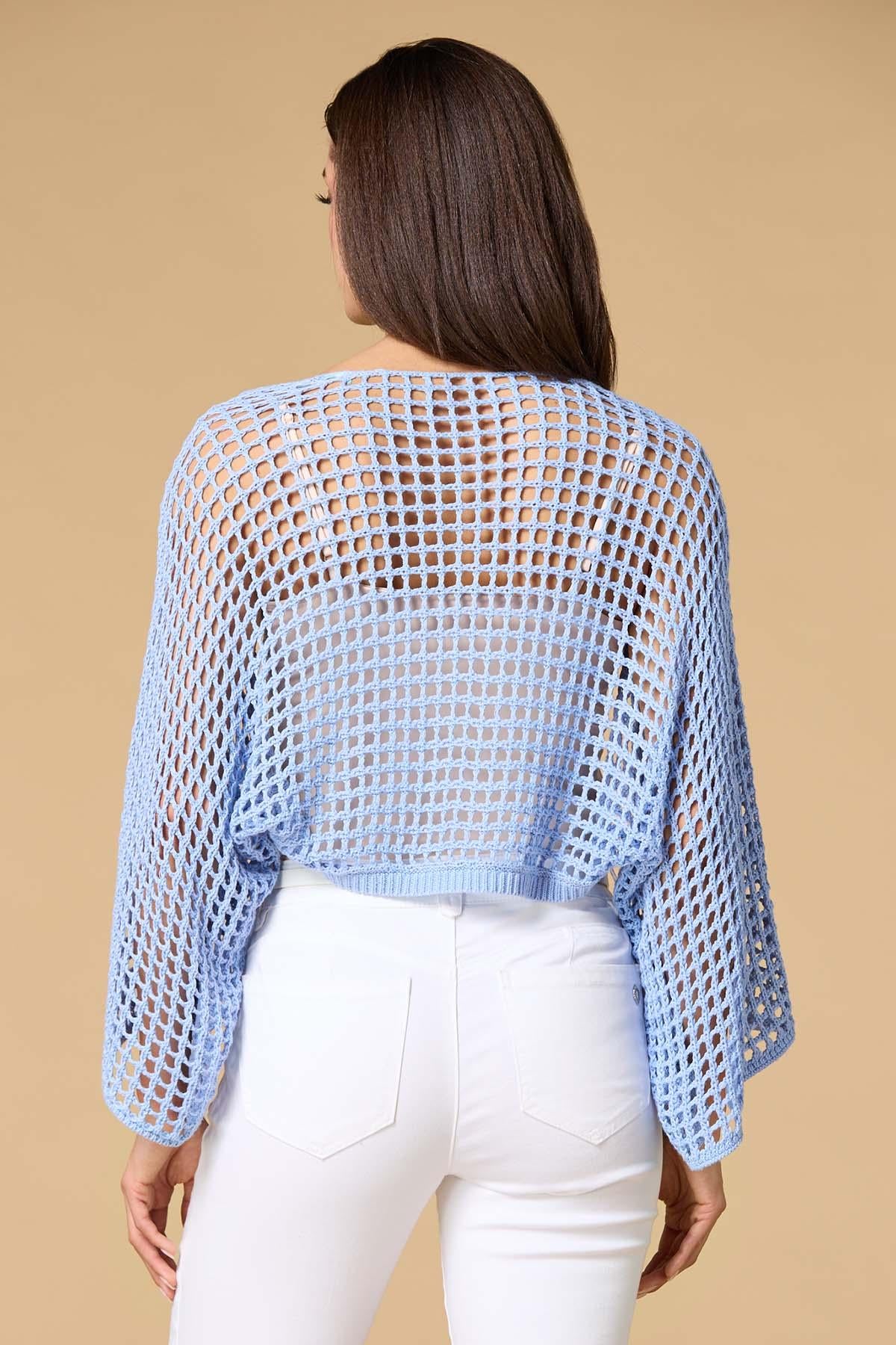 Versona a spring thing open stitch cardigan BLUE