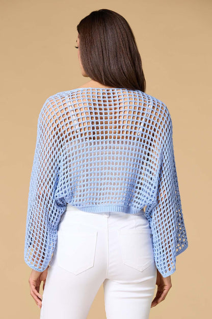 Versona a spring thing open stitch cardigan BLUE