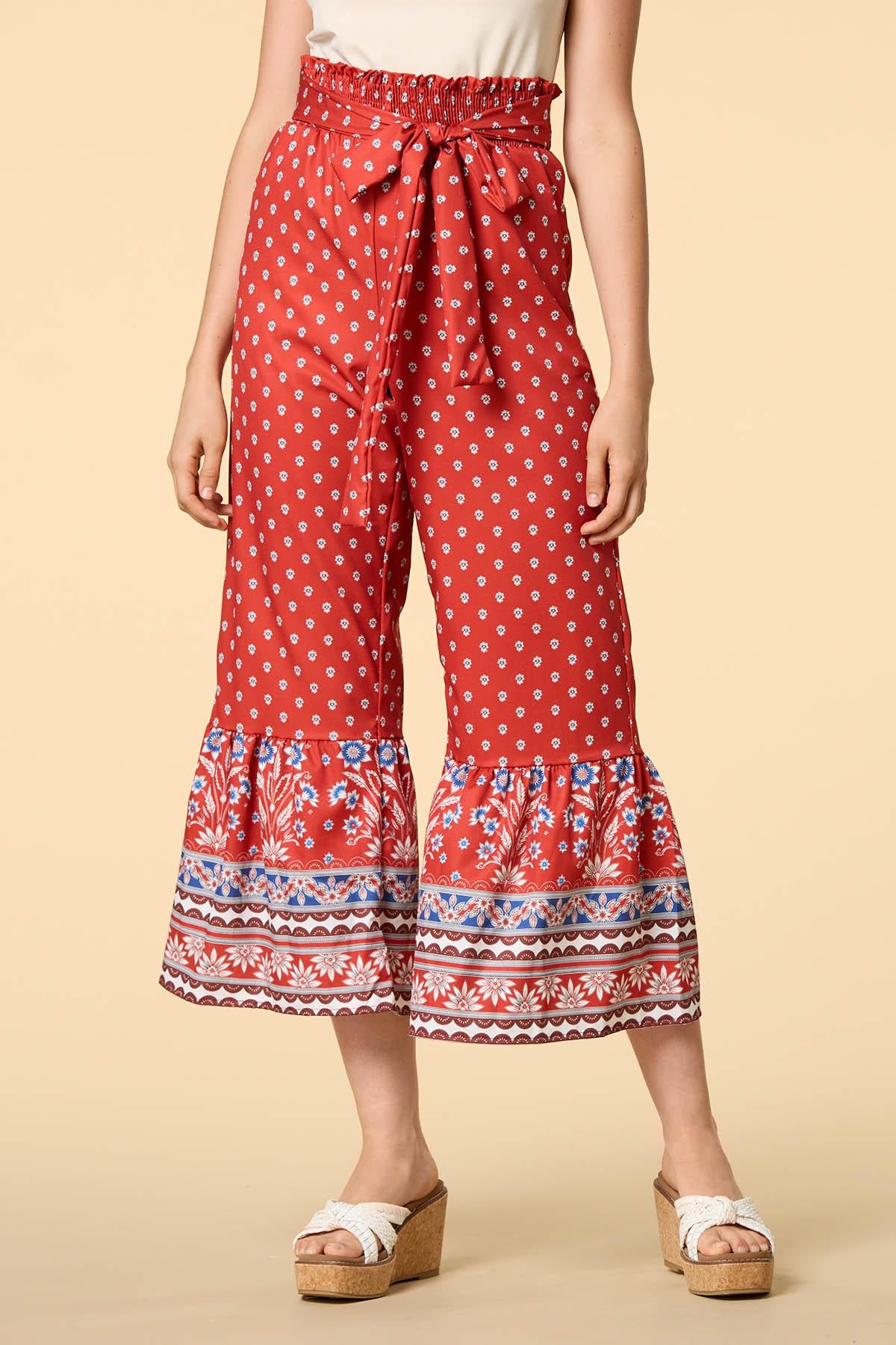 Versona garden gates satin pants RED
