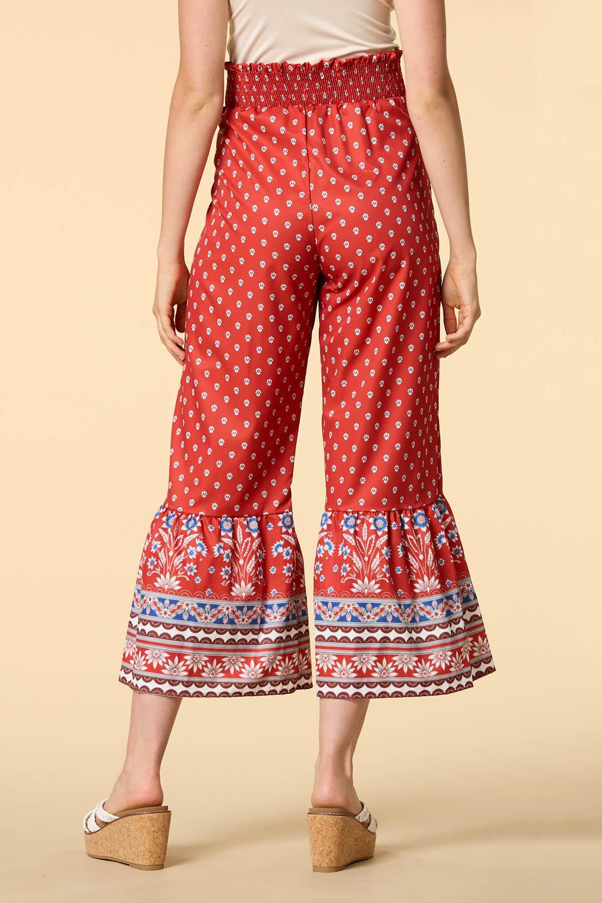Versona garden gates satin pants RED