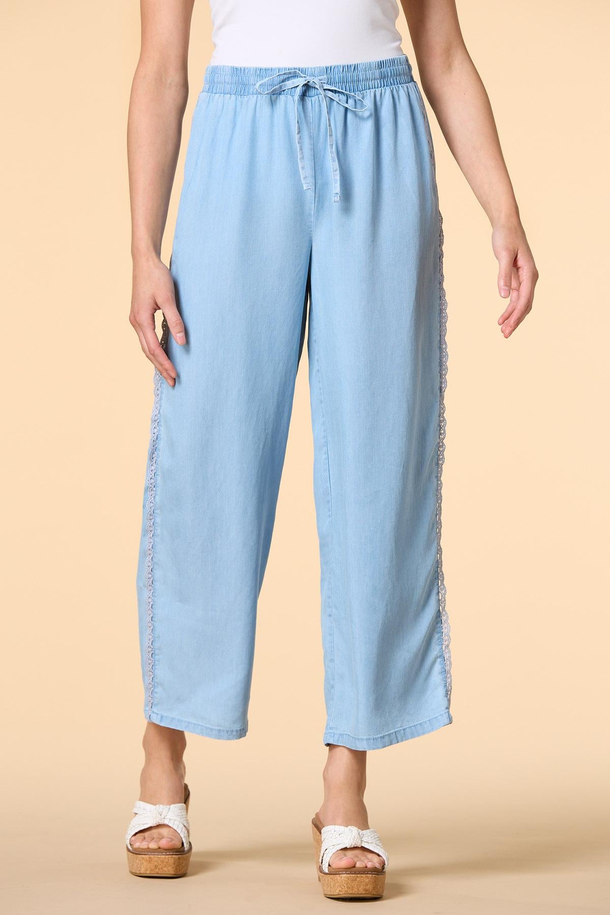 Versona lace and time chambray pants MEDIUM_WASH_DENIM