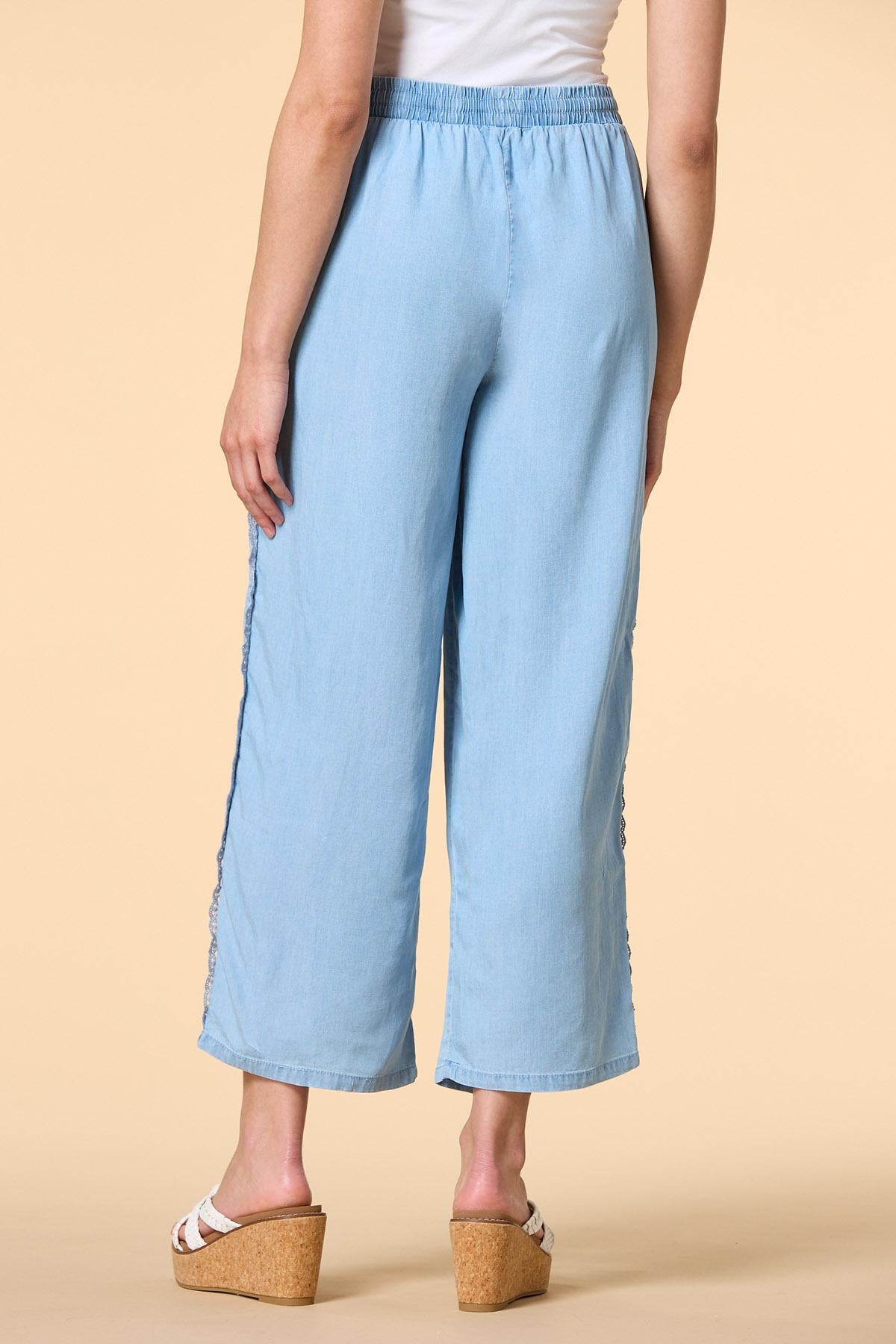 Versona lace and time chambray pants MEDIUM_WASH_DENIM