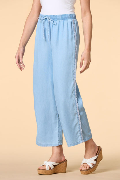Versona lace and time chambray pants MEDIUM_WASH_DENIM