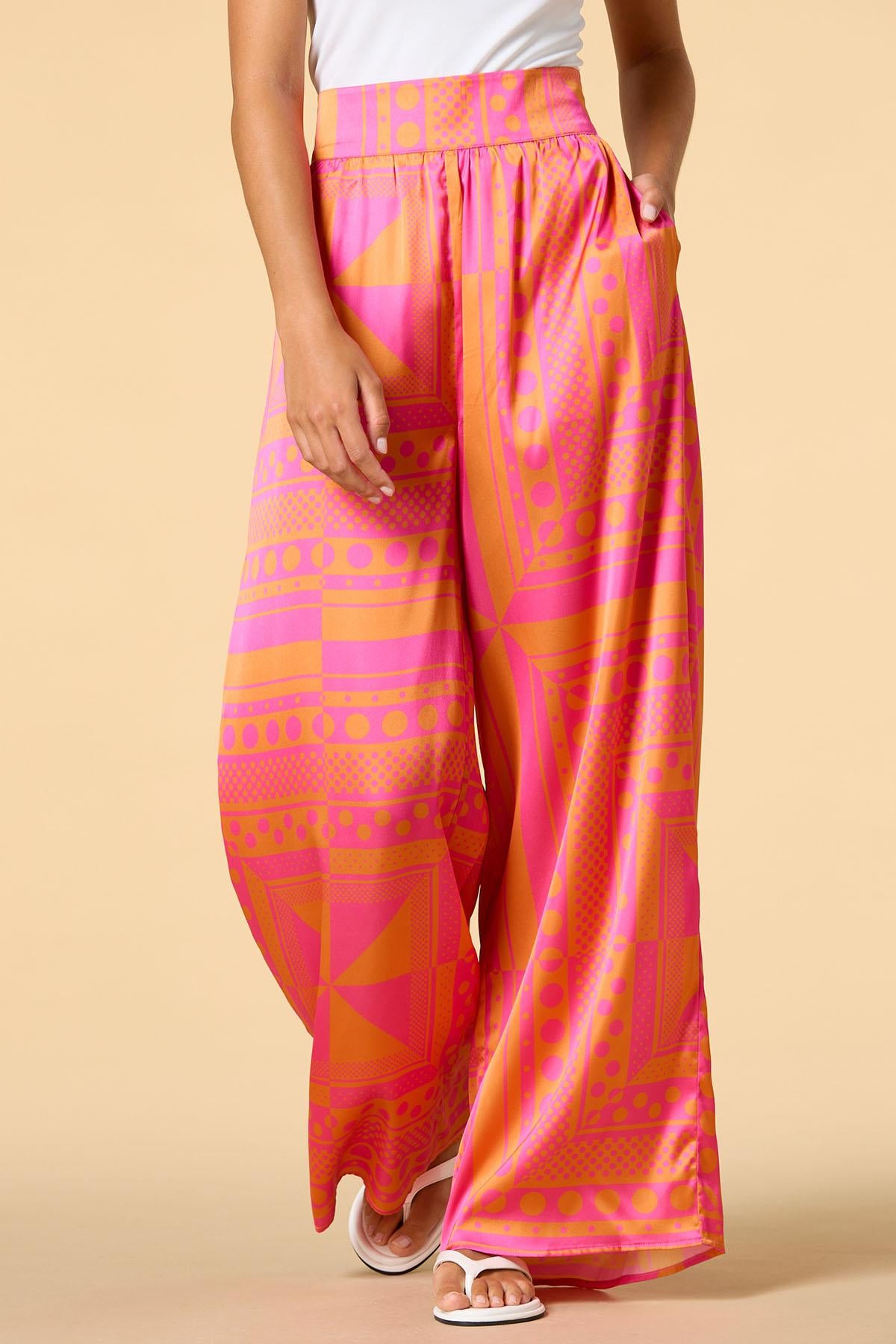 Versona south of the border satin pants ORANGE_MULTI