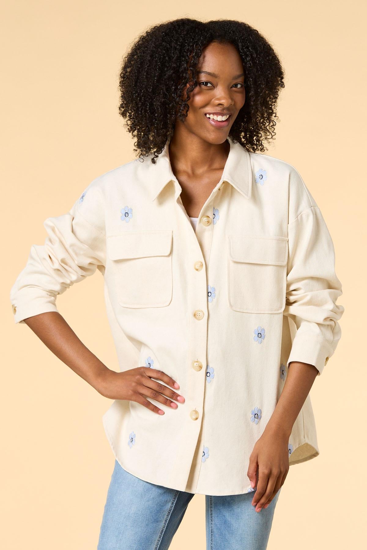 Versona the twill of it shacket IVORY