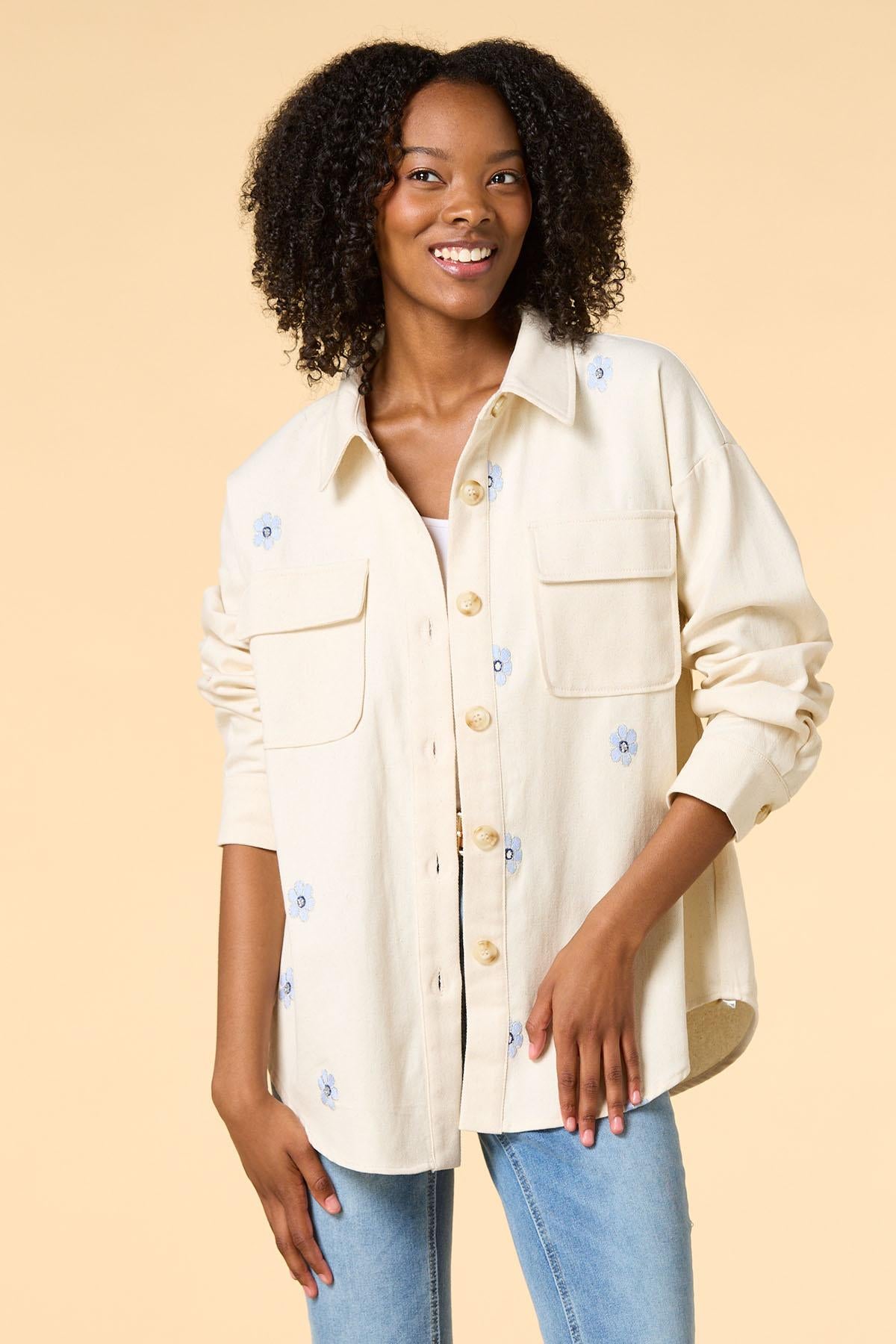 Versona the twill of it shacket IVORY