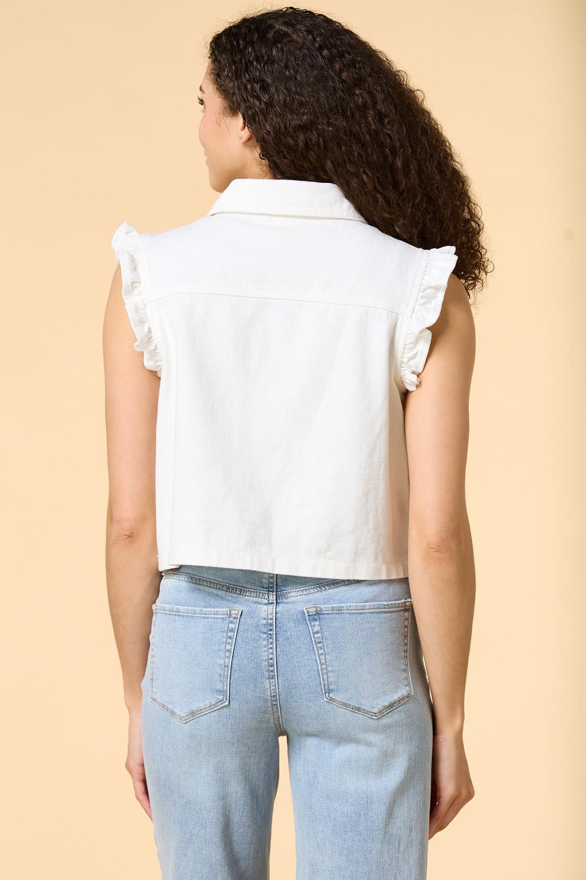 Versona casual plans denim vest WHITE_DENIM