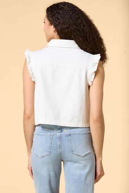 Versona casual plans denim vest WHITE_DENIM