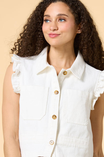 Versona casual plans denim vest WHITE_DENIM