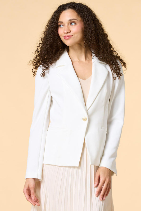 Versona petite work week crepe blazer WHITE_ALYSSUM