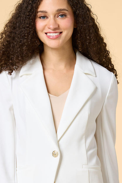 Versona petite work week crepe blazer WHITE_ALYSSUM