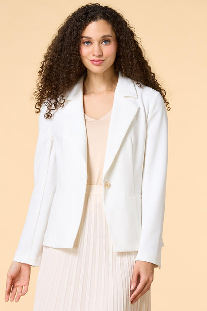 Versona petite work week crepe blazer WHITE_ALYSSUM