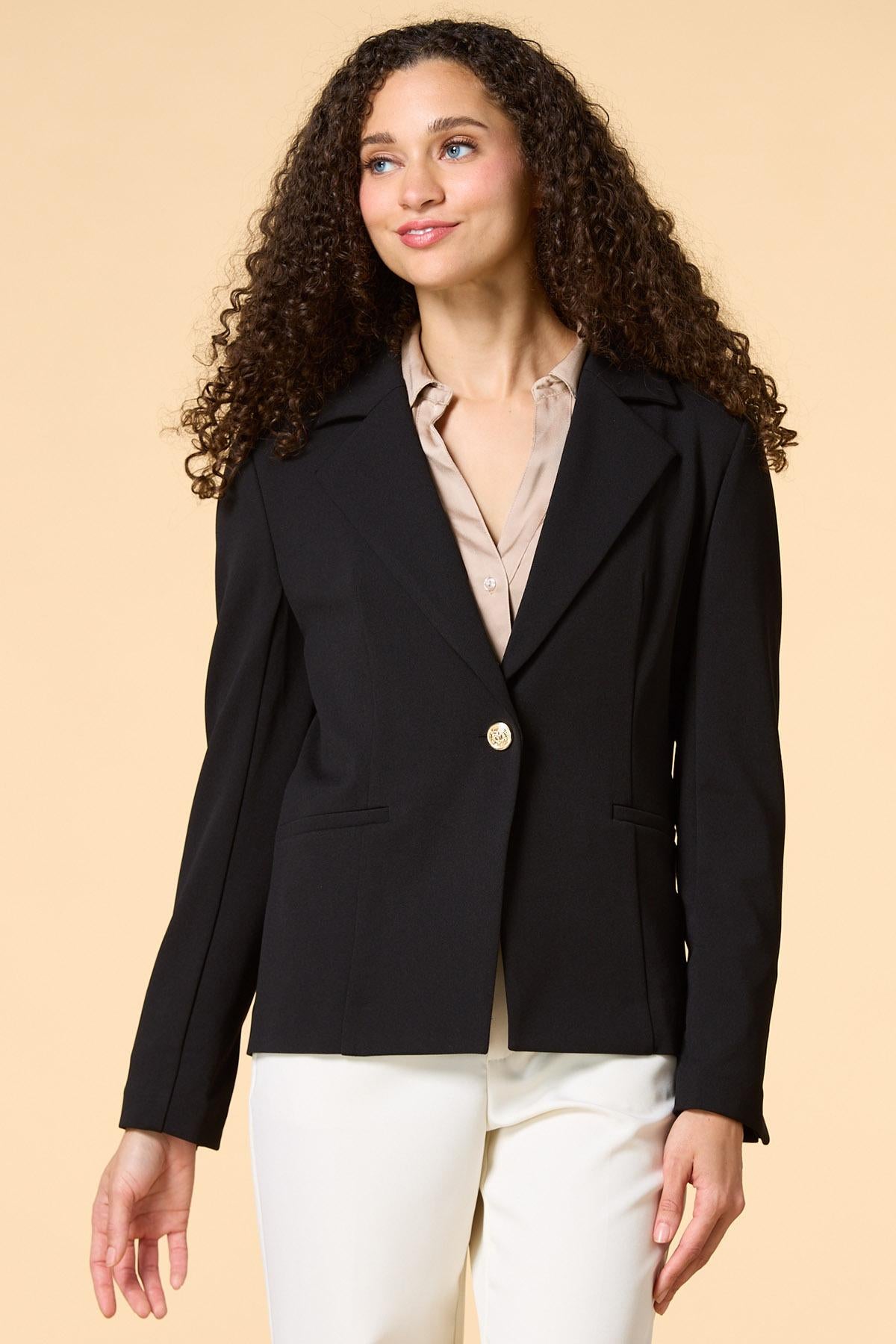 Versona petite work week crepe blazer WHITE_ALYSSUM