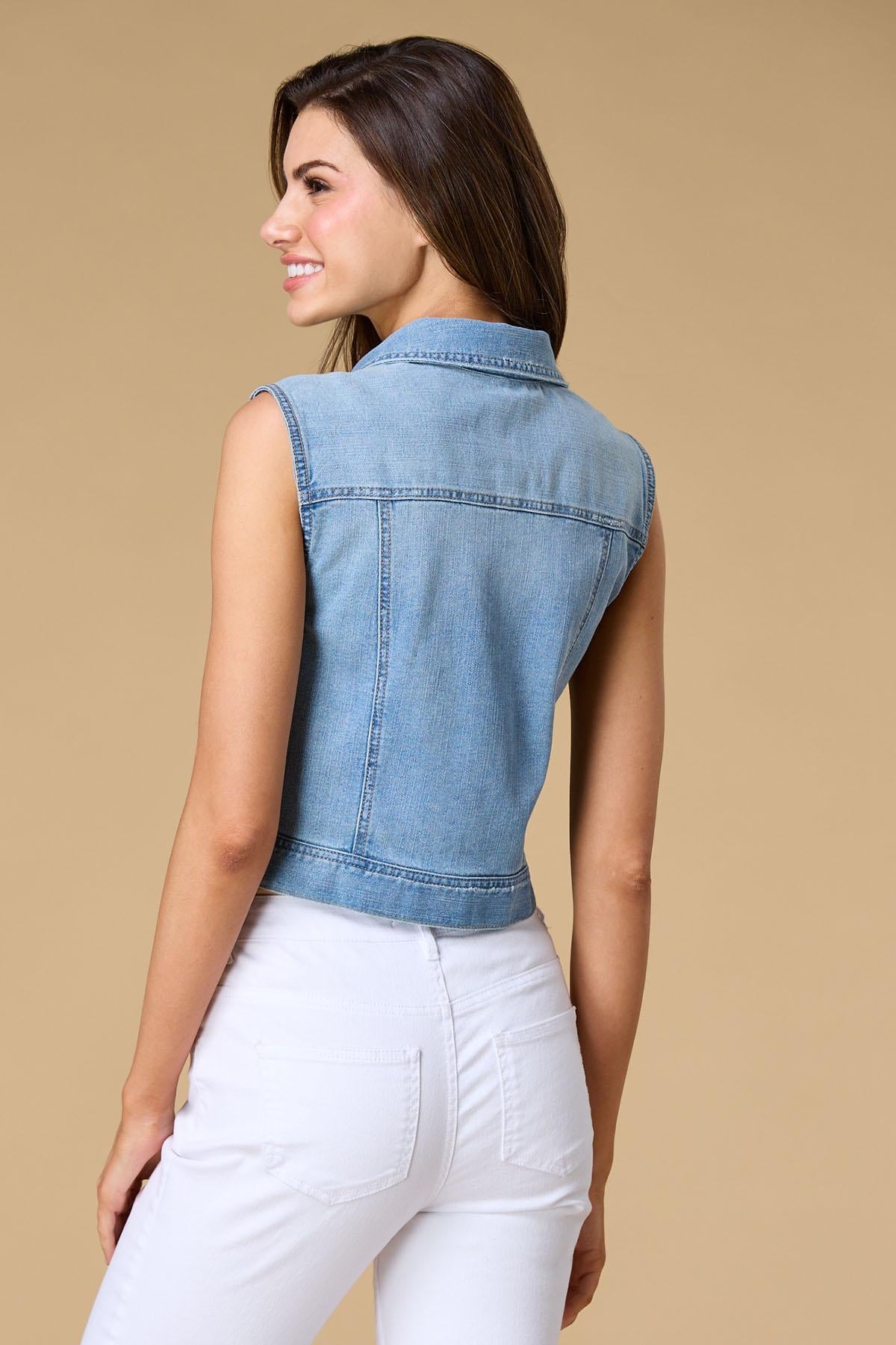 Versona wish you were here denim vest WHITE_DENIM