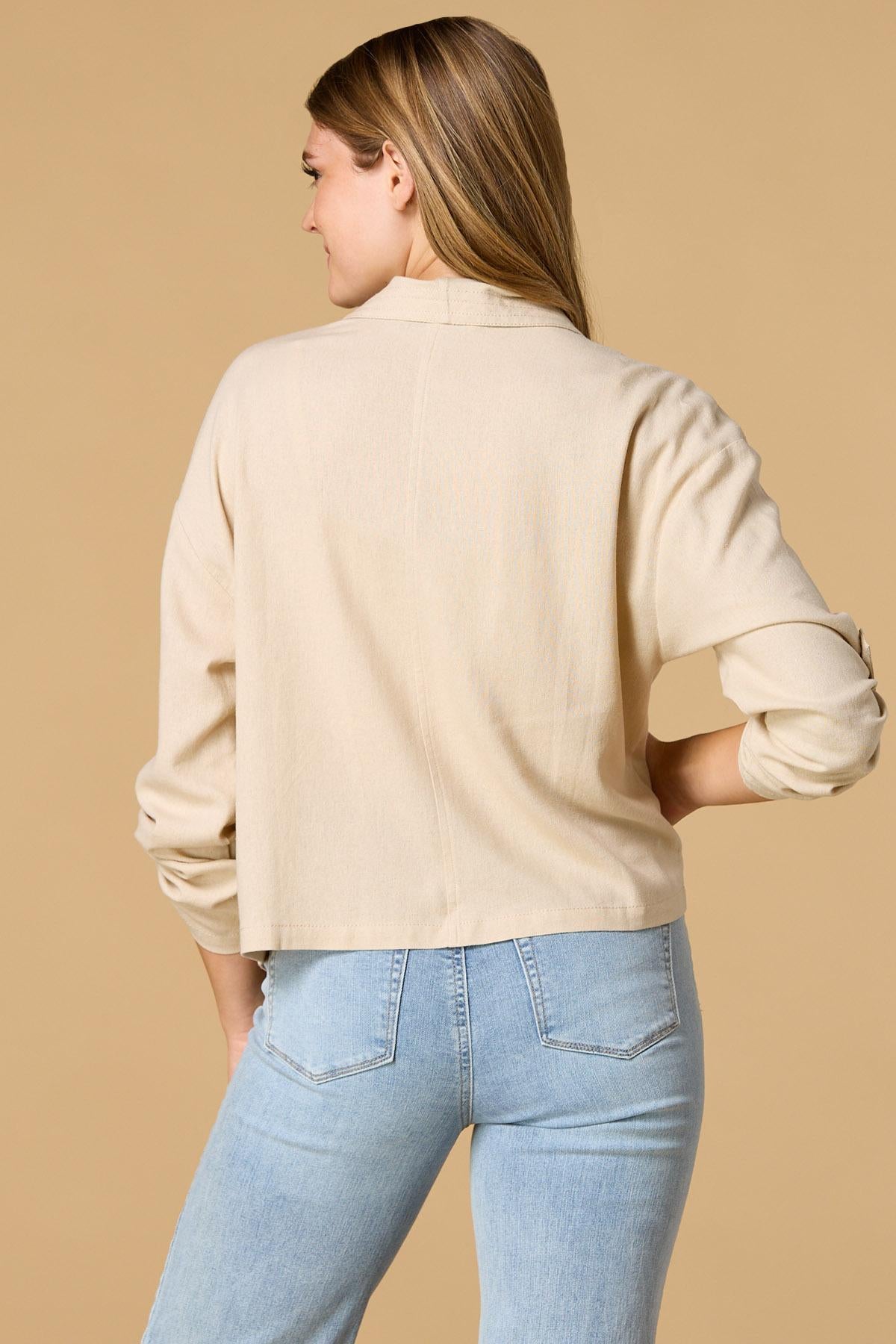 Versona lights on linen jacket NAVY