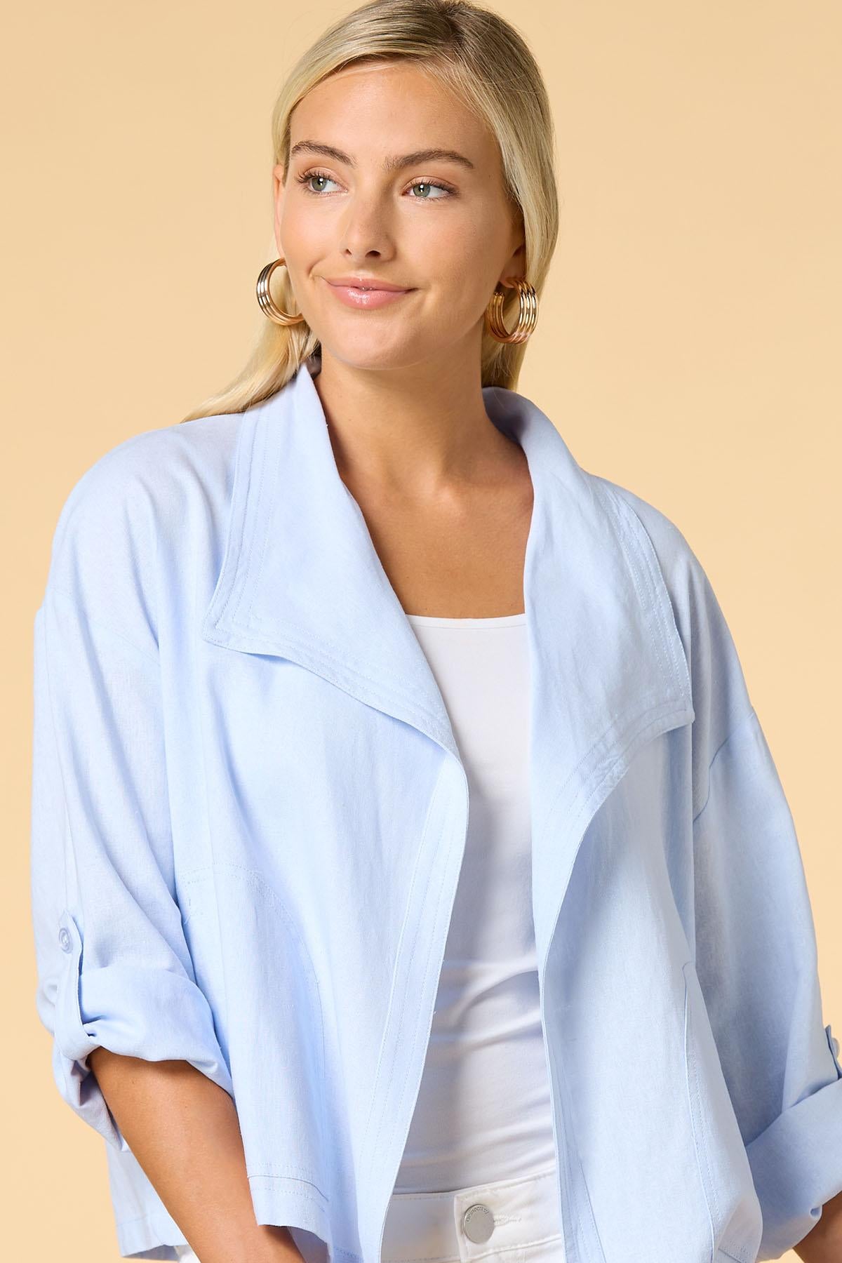 Versona lights on linen jacket NAVY