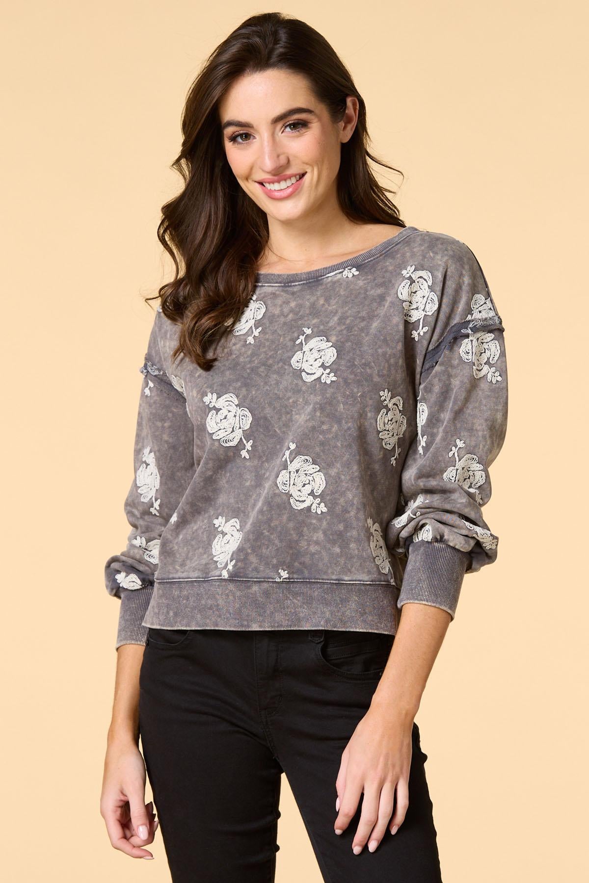 Versona smell the roses sweatshirt CHARCOAL