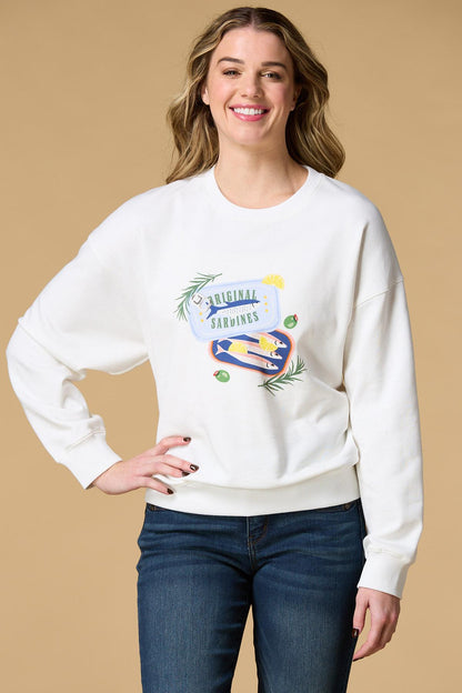 Versona sardines at sunset sweatshirt WHITE