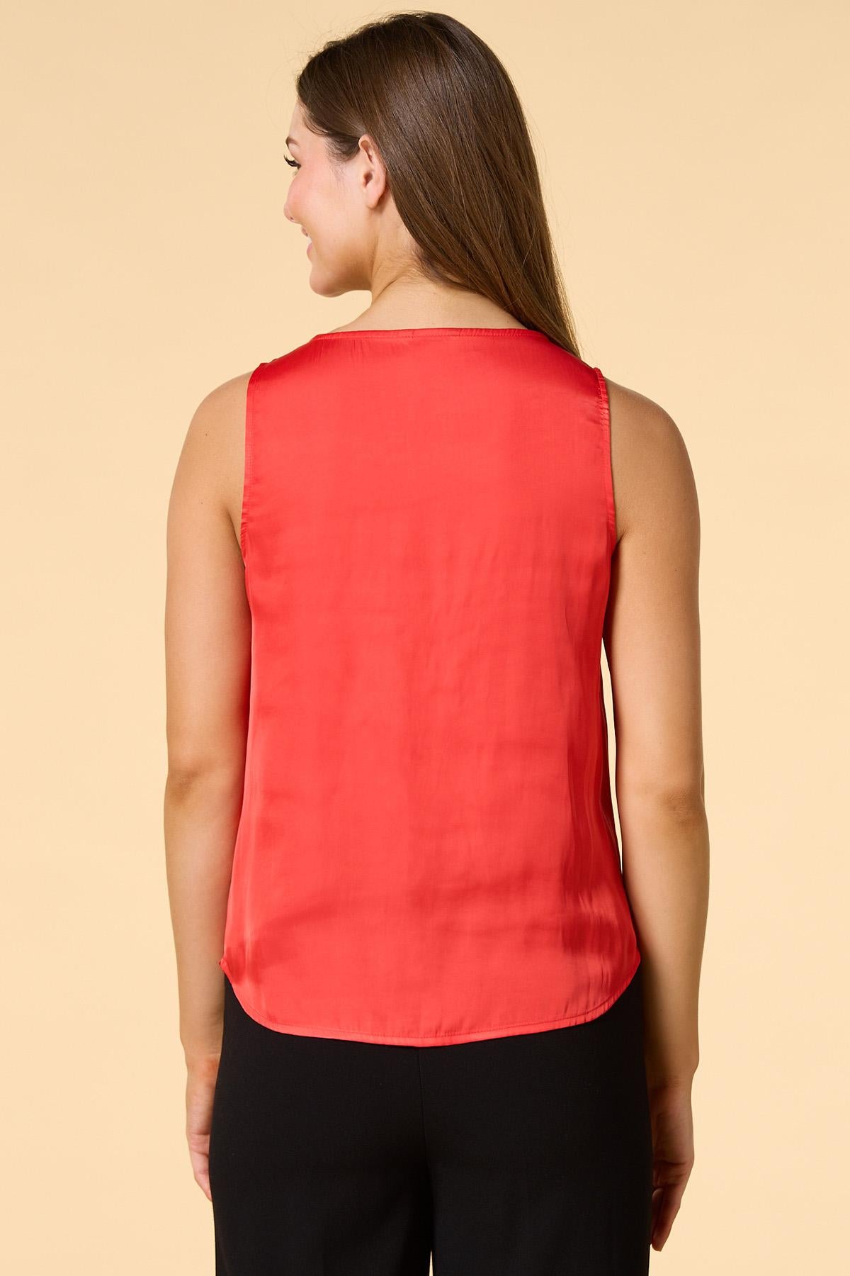 Versona petite solid color satin tank AMERICAN_ROSE