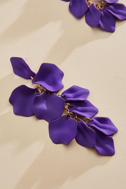 Versona rubber coated petal linear earrings TILLANDSIA_PURPLE
