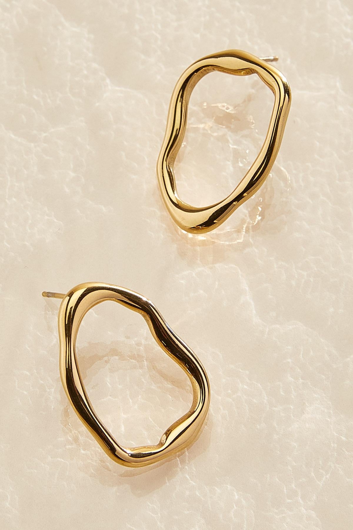 Versona hammered gold open circle earrings GOLD