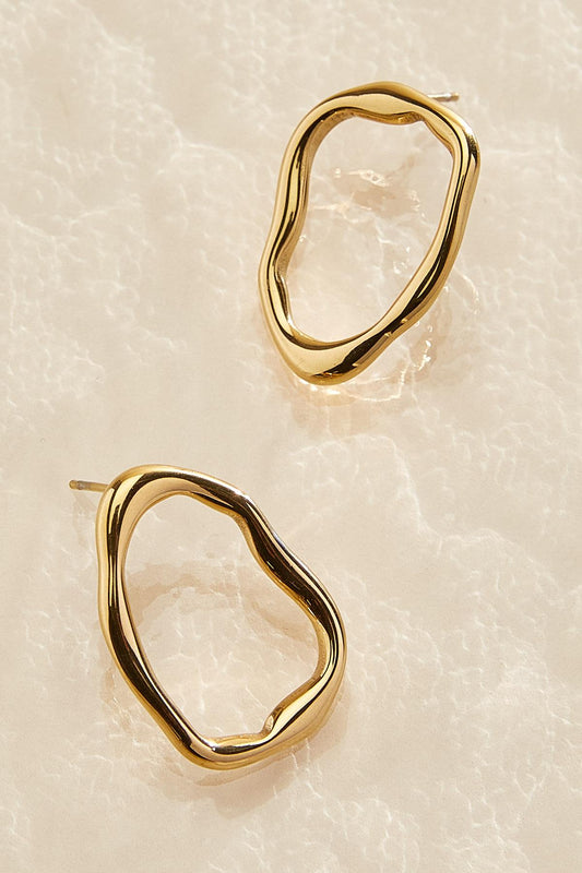 Versona hammered gold open circle earrings GOLD