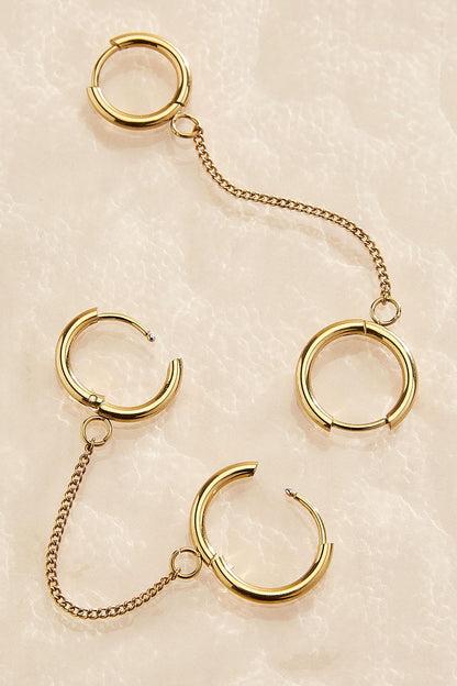 Versona waterproof double hoop chain earrings GOLD
