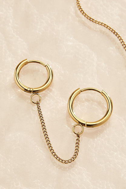 Versona waterproof double hoop chain earrings GOLD