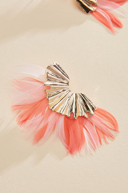 Versona multicolor feather textured wing earrings RIO_TURQ