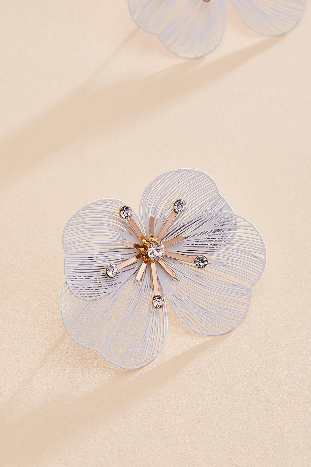 Versona rubber coated flower stud earrings BRIGHT_WHITE