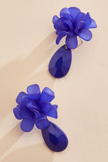 Versona blue lucite floral tear dangly earrings ELECTRIC_STORM