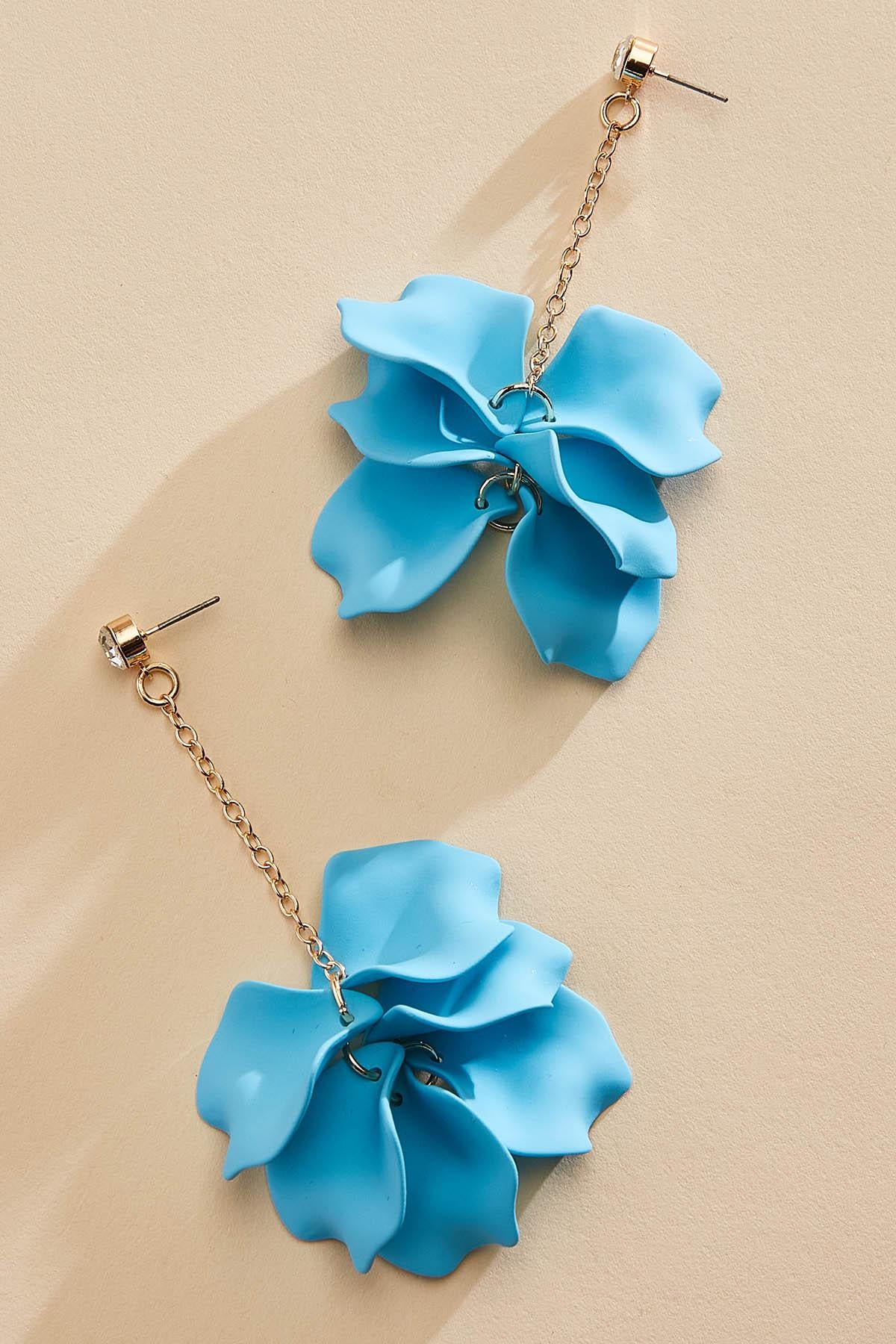Versona flower dangly chain earrings RIO_TURQ